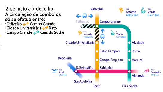 Interrupções nas linhas ‘verde’ e ‘amarela’ do Metro e serviços alternativos